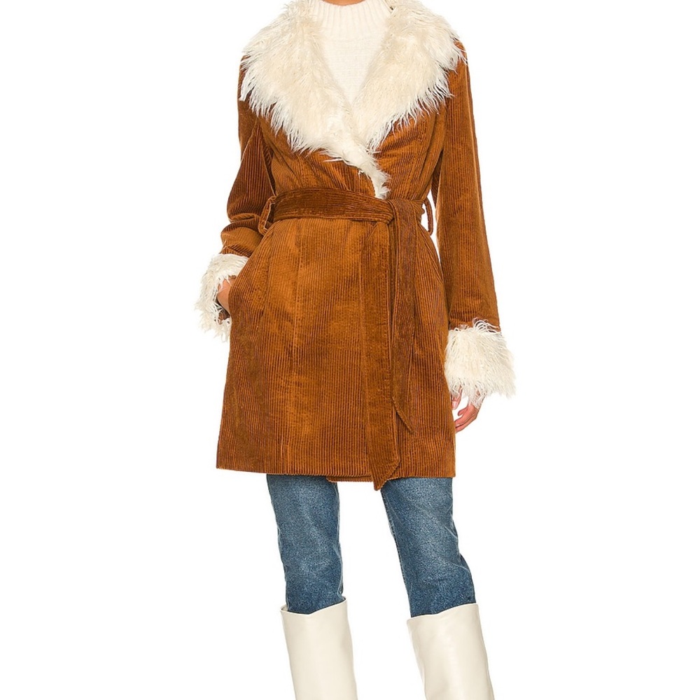 Show Me Your MuMu Brown Penny Lane Jacket with Cream Faux Fur